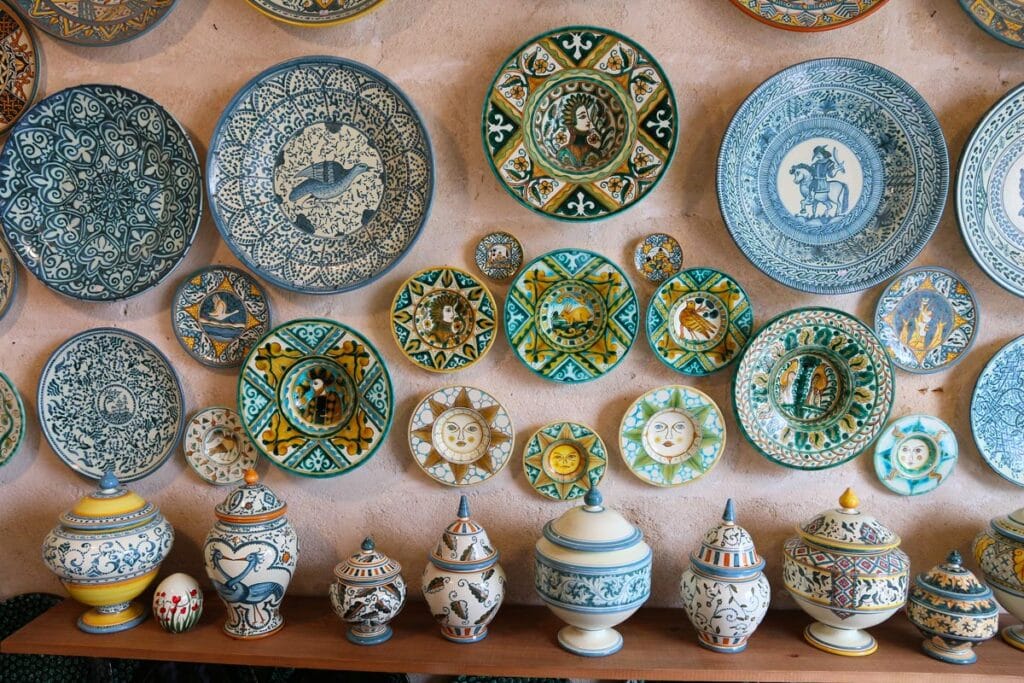 shutterstock 1276997023 tupungato grottaglie italy painted plates a traditional ceramics shop.grottaglie is a famous handmade ceramics production town in the region of apulia